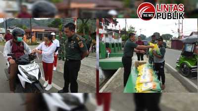 Sambut HUT RI ke-80, Kodim 1314/Gorut dan Bulog Gelar GPM serta Bagikan 300 Bendera