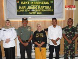 Kodim 1314/Gorut Gelar Bakti Kesehatan di Desa Leboto Peringati Hari Juang TNI AD 2025