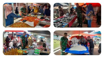 Babinsa Koramil 1314-03/Sumalata Pantau Harga Sembako di Pasar Minggu Bulontio Barat