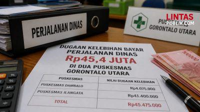 Dugaan Kelebihan Bayar Perjalanan Dinas Rp45,4 Juta di Dua Puskesmas Gorontalo Utara